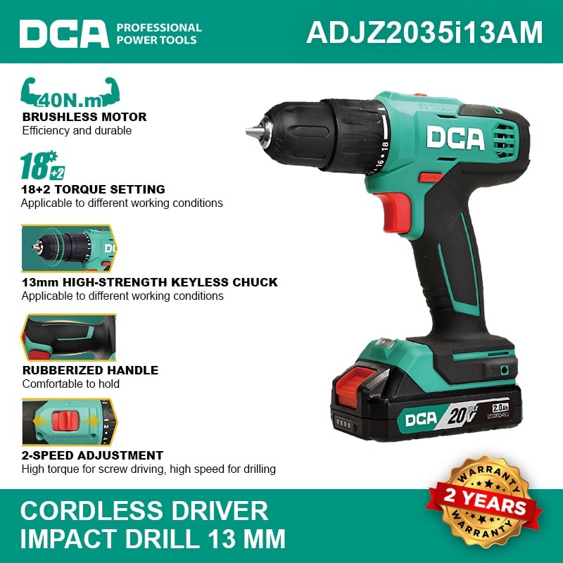 CORDLESS DRIVER IMPACT DRILL 13 MM ADJZ2035i13AM
