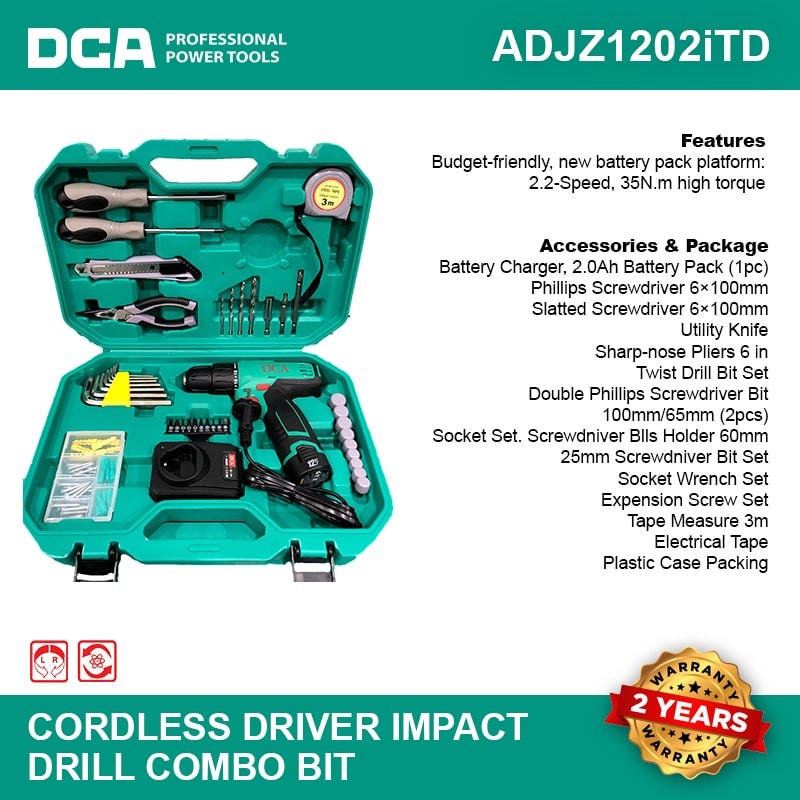 CORDLESS HAMMER DRILL COMBO 10MM-12V MAX ADJZ1202iTD